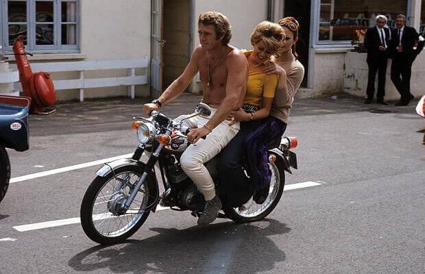 Steve McQueen on the movie set of Le Mans