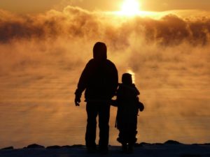 Father & Son Looking at the Sunrise - Timeless